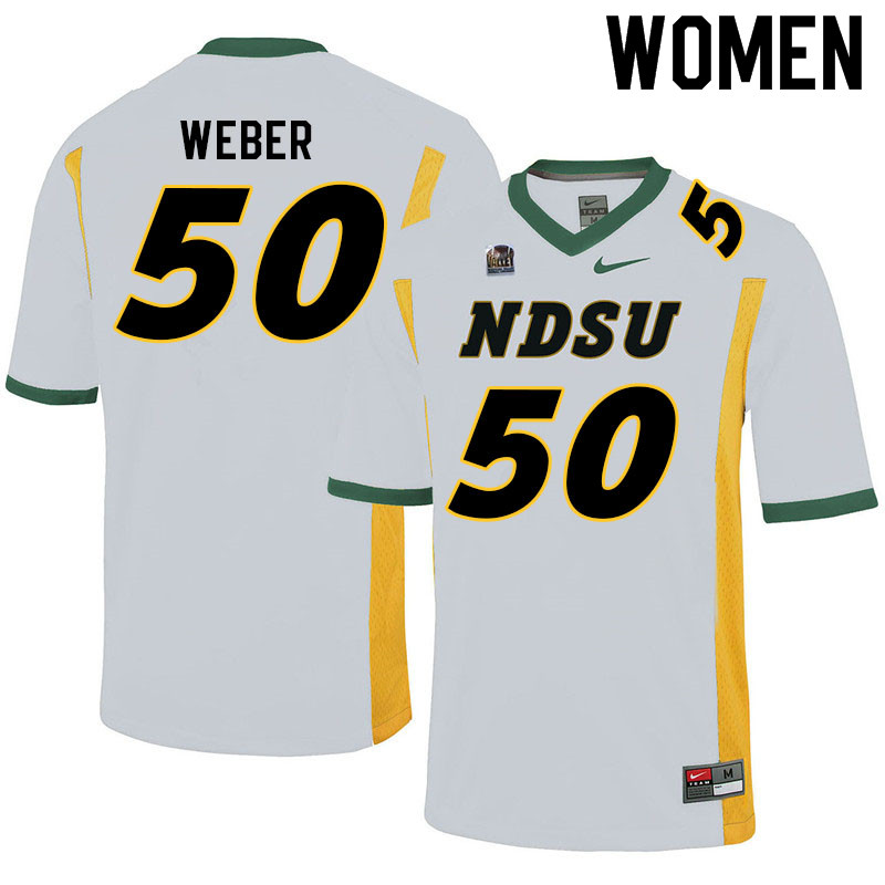 Women #50 Brayden Weber North Dakota State Bison College Football Jerseys Sale-White - Click Image to Close